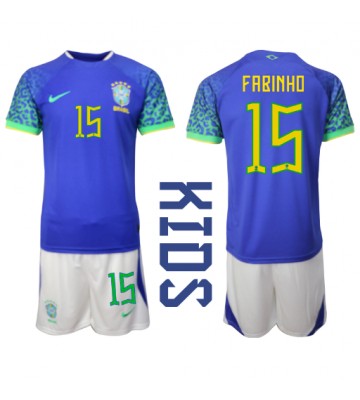 Brazil Fabinho #15 Replica Away Stadium Kit for Kids World Cup 2022 Short Sleeve (+ pants)
